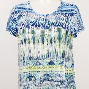 Bleu Velvet Top size Small Blue IKat Short Sleeve